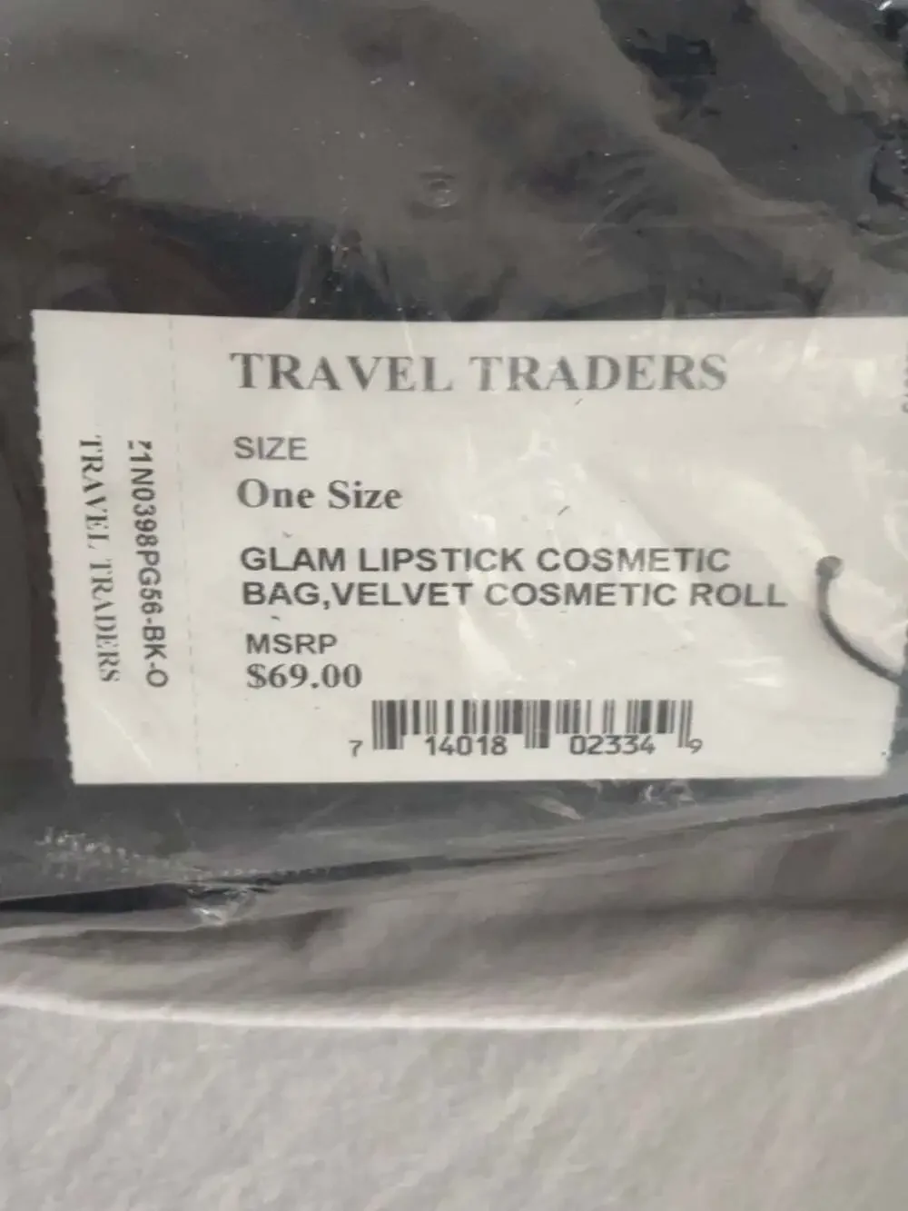 Travel Traders Glam Lipstick Velvet Cosmetic Roll Bag